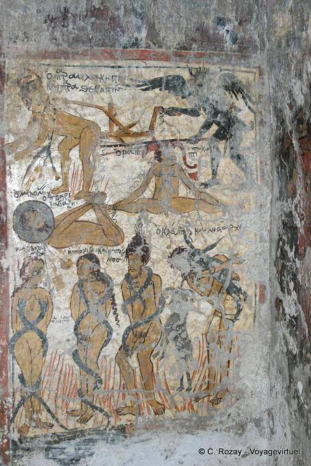 Affresco Punizione dei Dannati, Agia Paraskevi Chiesa, Voutas - Creta, Grecia