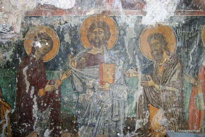 Antico affresco di Gesù e dei suoi apostoli, Agia Paraskevi, Voutas - Creta, Grecia