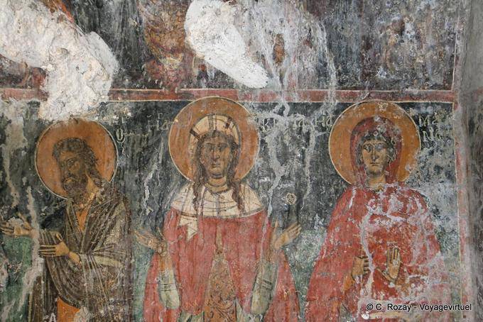 Frammento di affresco nella chiesa di Agios Paraskevi (Venerdì) a Voutas, sulla strada per Lagkadas (Paleochora) - Creta, Grecia