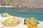 Loutro, reti da pesca sul molo, Creta.