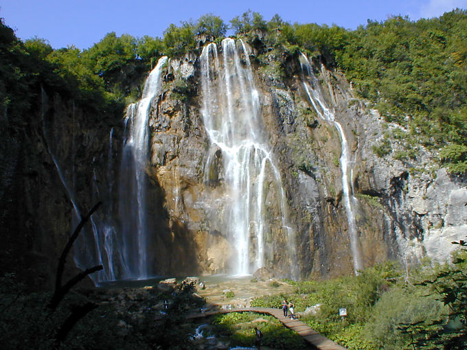 La grande cascata, altezza 78 m, fiume Plitvica, Plitvice, Croazia