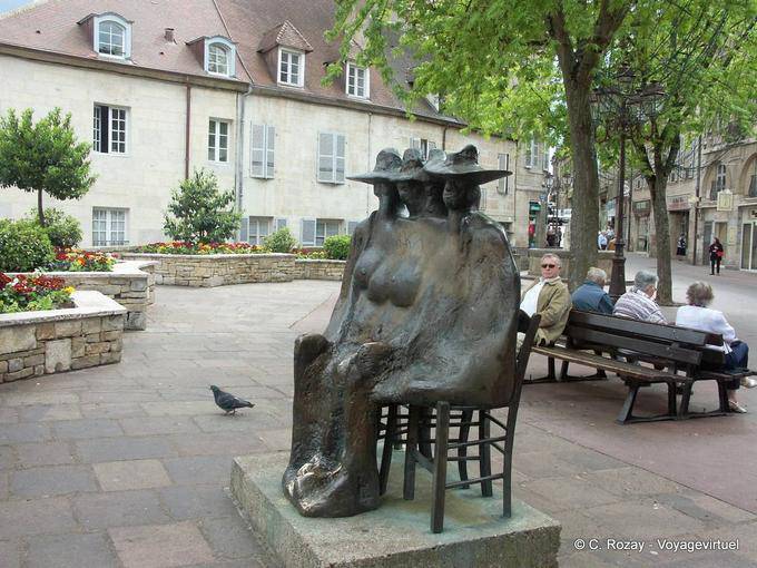 Il pettegolezzi Jens Boettcher, statua localmente Fiore, Dole - Francia