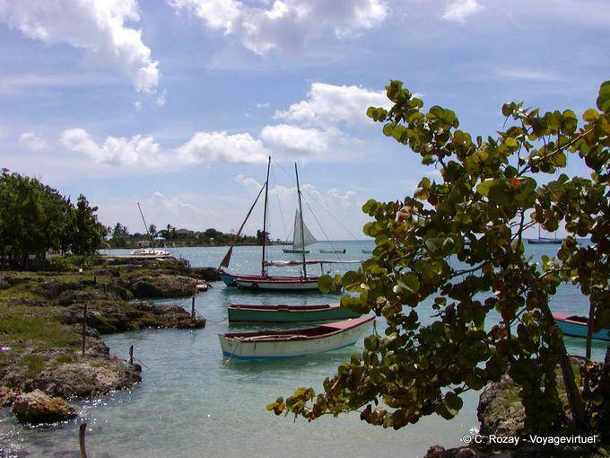 Piccolo porto lungo la costa rocciosa, Bayahibe, Rep. Dominicana