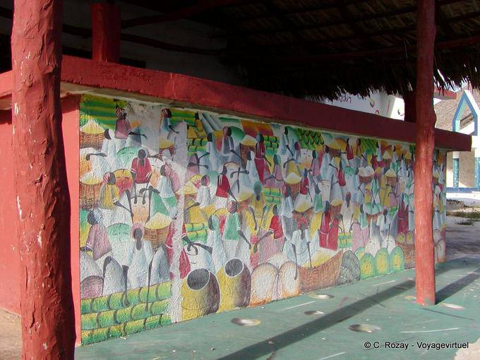 Parete decorata nella pittura locale, Boca de Yuma, Rep. Dominicana
