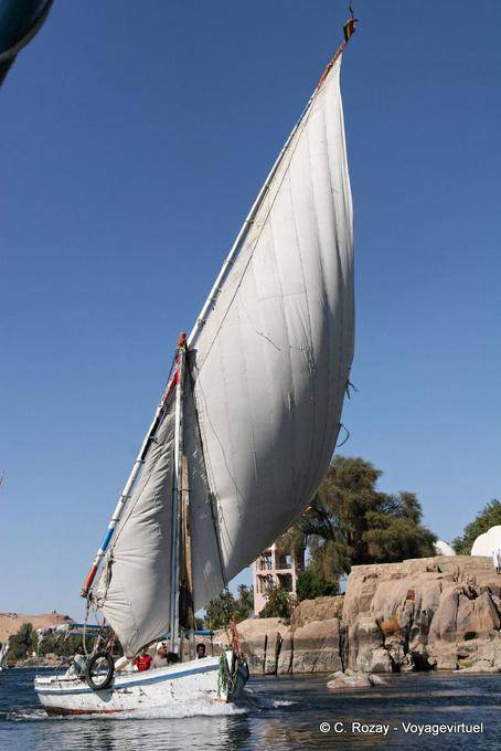 Vela Feluca trapezio ondeggiante, Aswan - Egitto