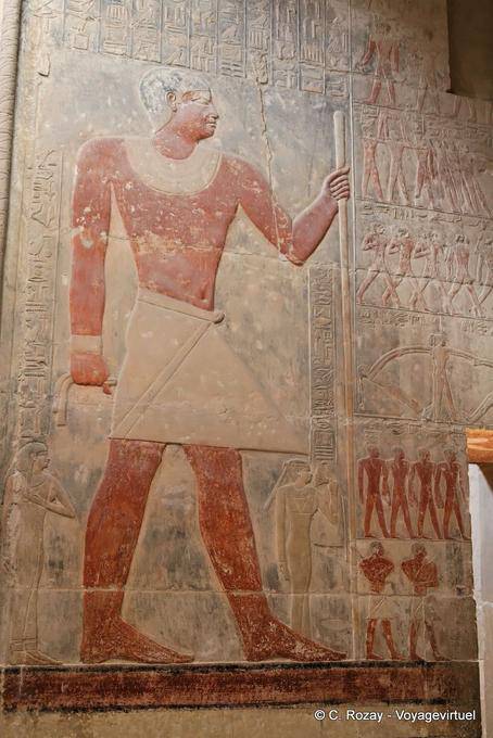 Affresco colorato, Faraone battuta Mastaba di Mereruka, Saqqara - Egitto
