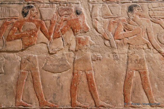 Processione di uomini che portano offerte, fresco, Mastaba di Mereruka, Saqqara - Egitto