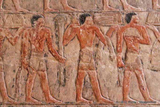 Frieze dipinte nei colori originali, Mastaba di Mereruka, Saqqara - Egitto