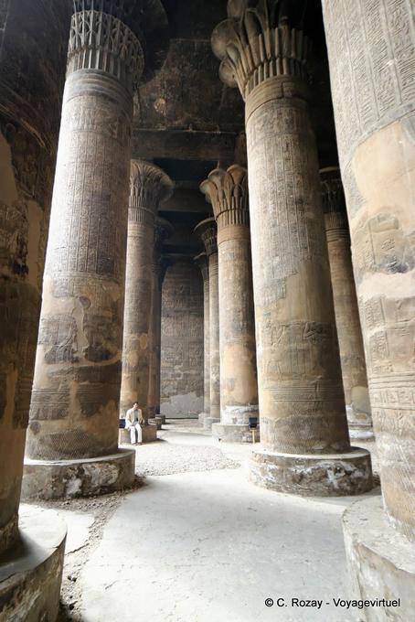 Quattro file di sei colonne di 12 metri di altezza che sostengono il Hypostyle Hall, Tempio di Khnum, Esna - Egitto