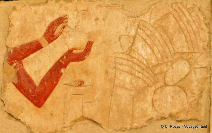 Le offerte per le mani, frammento colorato Tempio di Hatshepsut - Egitto