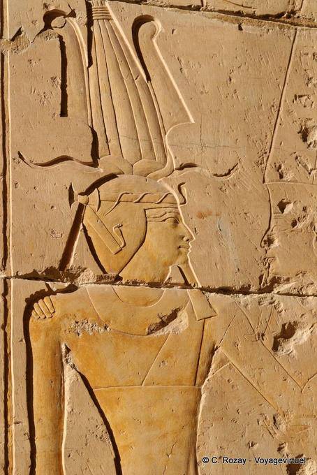 Faraone mitra corona Atef, sollievo, tempio di Hatshepsut - Egitto