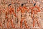 Frieze dipinte nei colori originali, Mastaba di Mereruka, Saqqara, Egitto.