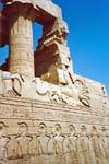 Cartridge fortezza, il leone e il fregio esterno, tempio di Kom Ombo, Egitto.
