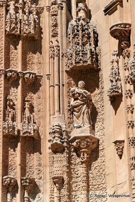 Finezza scultoreo della facciata, la Cattedrale di Salamanca - Spagna