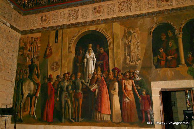 Sala de la Galera, pittura della proclamazione come regina Isabella la Cattolica, Segovia - Spagna