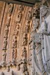 Statue di santi evangelisti, portale centrale, la Cattedrale di León, Spagna.
