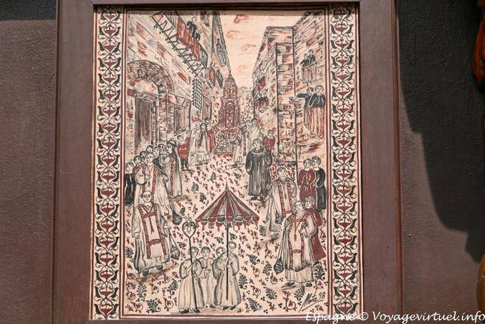 Valencia, disegno ingenuo aA processione - Spagna