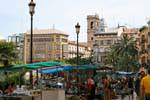 Valencia, vista Santa Catalina da Place de la Reine, Spagna.
