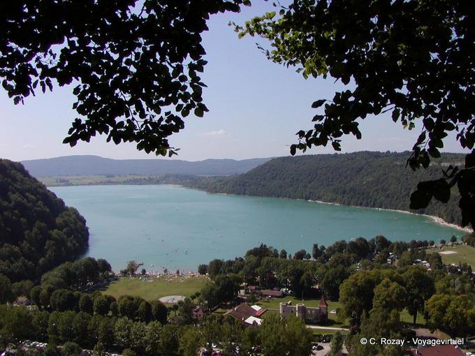 Lago di Chalain il campo visto dall'alto, Giura, Franca Contea, Francia