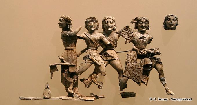 Rilievo scolpito avorio decorare una cassa di legno, Delphi Museum - Grecia