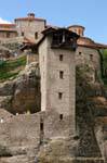 Argano con filo per le disposizioni di montaggio, Monastero della Trasfigurazione del Salvatore, Meteora, Grecia.