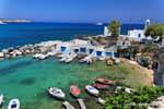 Vista Mandrakia sul porto, Milos, Grecia.
