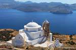 Milos, Plaka, vista della chiesa di Panagia Thalassitra, Grecia.