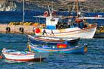 Milos, Pollonia, barche da pesca marina, Grecia.