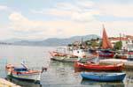 Barche colorate dal porto, Trikeri, Agia Kiriaki, Grecia.
