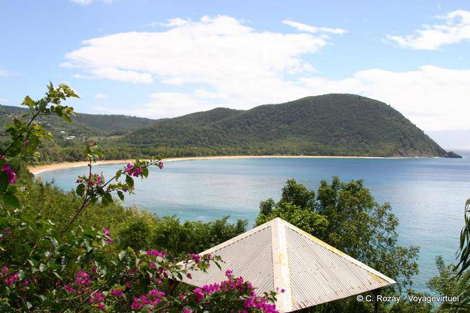 Pannello del tetto e la vista di Grande Anse, Deshaies - Guadalupa