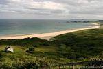 Spiaggia, mare e nuvole, White Bay, Antrim Coast, Irlanda de Nord.