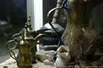Beduino simbolo caffè di ospitalità, museo Amman, Giordania.