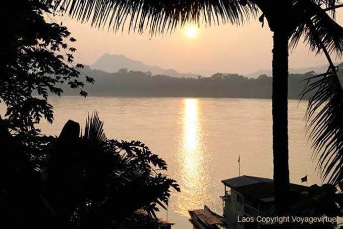 Tramonto sul fiume Mekong, Luang Prabang, Laos