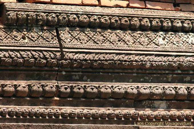 Ripetizione di pregevoli sculture, Wat Phou, Laos