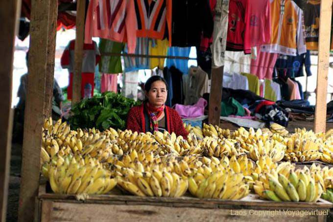 Donna che vende banane, Xieng Khouang, Laos