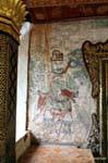 Pittura cinese vecchia guardia al Wat lungo Khun, Laos.