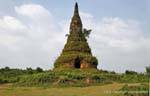 Stupa coperto di vegetazione, Xieng Khouang Old Capital, Laos.