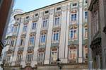 Altstadt, Badgasse, bella facciata monumentale, Linz, Austria.