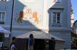 Altstadt, Hahnengasse, leoni e corona, Linz, Austria.