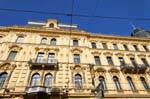 Bismarkstrasse, Landstrasse, facciata gialla, Linz, Austria.