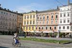 Hauptplatz, edifici e fontana, Linz, Austria.