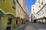 Pfarrgasse, portici antichi, Linz, Austria.