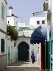 Medina e minareto barricate, moschea Zegouri, Asilah, Marocco.