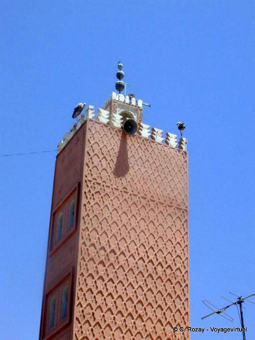 Cicogne arroccato sul minareto della souk, Marrakech - Marocco