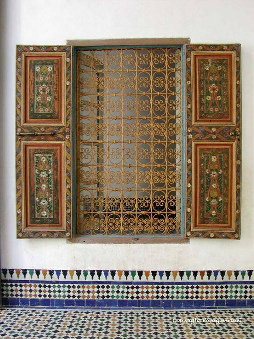 Persiane dipinte e ferro d'arte, Palazzo Bahia, Marrakech - Marocco
