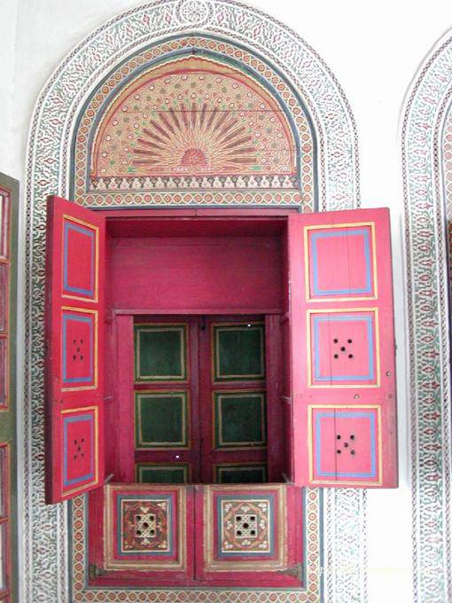 Doppie porte francesi dipinto, Palazzo Bahia, Marrakech - Marocco