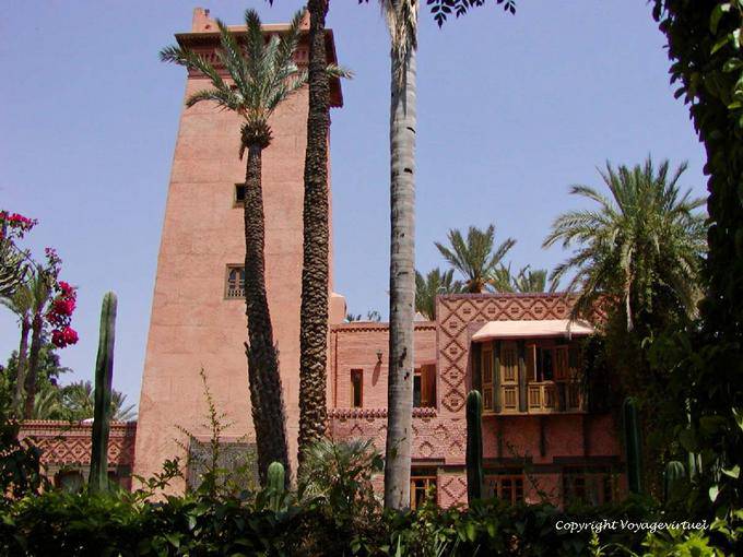 Costruzione e la torre quadrata Jardin Majorelle, Marrakech - Marocco