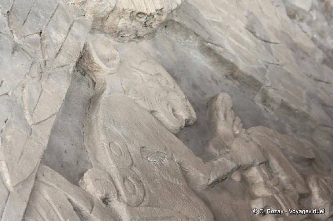 Frammento del murale bassorilievo dei quattro soli, Tonina - Messico