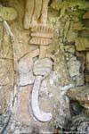 Focus sulla mano del dio della tempesta di Teotihuacan, Gruppo Nord, Palenque, Messico.