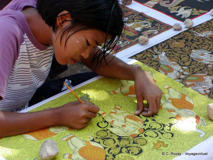 Giovane artista birmano, Bagan - Myanmar (Birmania)